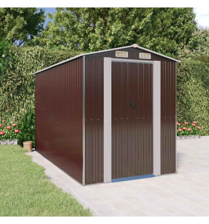 Abri de jardin Marron foncé 192x357x223 cm Acier galvanisé | Mobilier & Déco