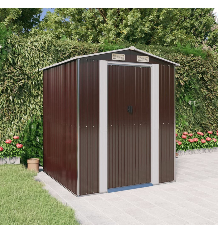 Abri de jardin Marron foncé 192x191x223 cm Acier galvanisé | Mobilier & Déco
