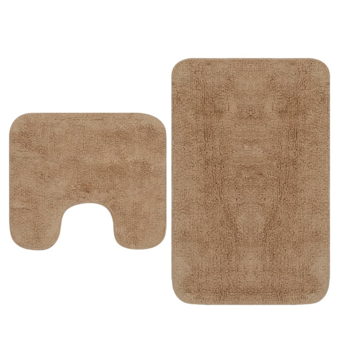 Tapis de salle de bain 2 pcs Tissu Beige | Mobilier & Déco