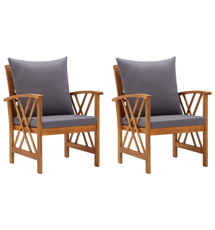 Chaises de jardin avec coussins lot de 2 Bois d'acacia massif | Mobilier & Déco