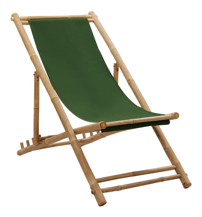 Chaise de terrasse Bambou et toile Vert | Mobilier & Déco