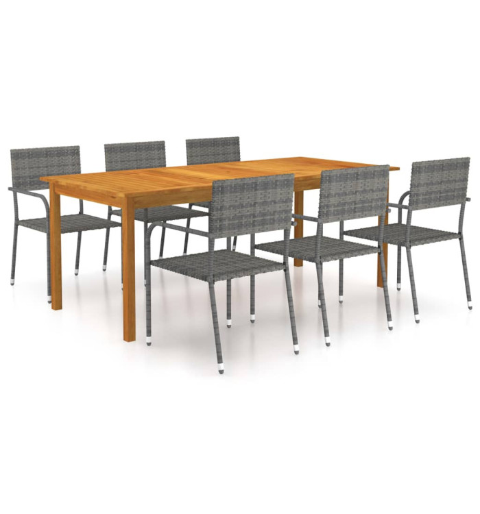 Ensemble à manger de jardin 7 pcs Gris | Mobilier & Déco