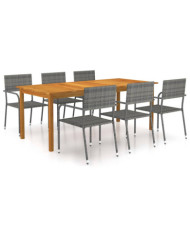 Ensemble à manger de jardin 7 pcs Gris | Mobilier & Déco