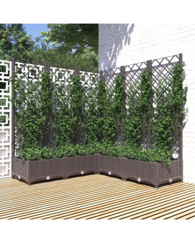 Jardinière avec treillis Marron 120x120x121,5 cm PP | Mobilier & Déco