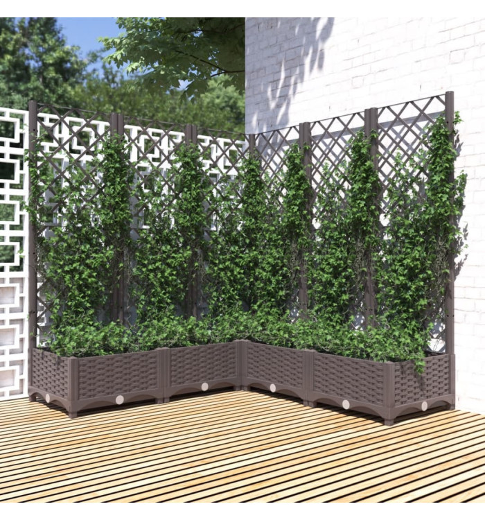 Jardinière avec treillis Marron 120x120x121,5 cm PP | Mobilier & Déco