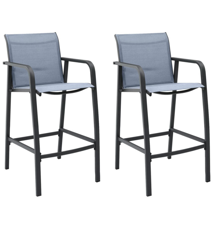 Chaises de bar de jardin lot de 2 Gris Txtilène | Mobilier & Déco