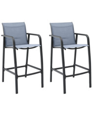 Chaises de bar de jardin lot de 2 Gris Txtilène | Mobilier & Déco
