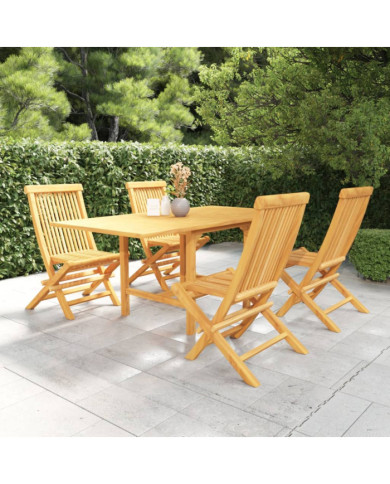 Ensemble à manger de jardin 5 pcs Bois de teck massif | Mobilier & Déco