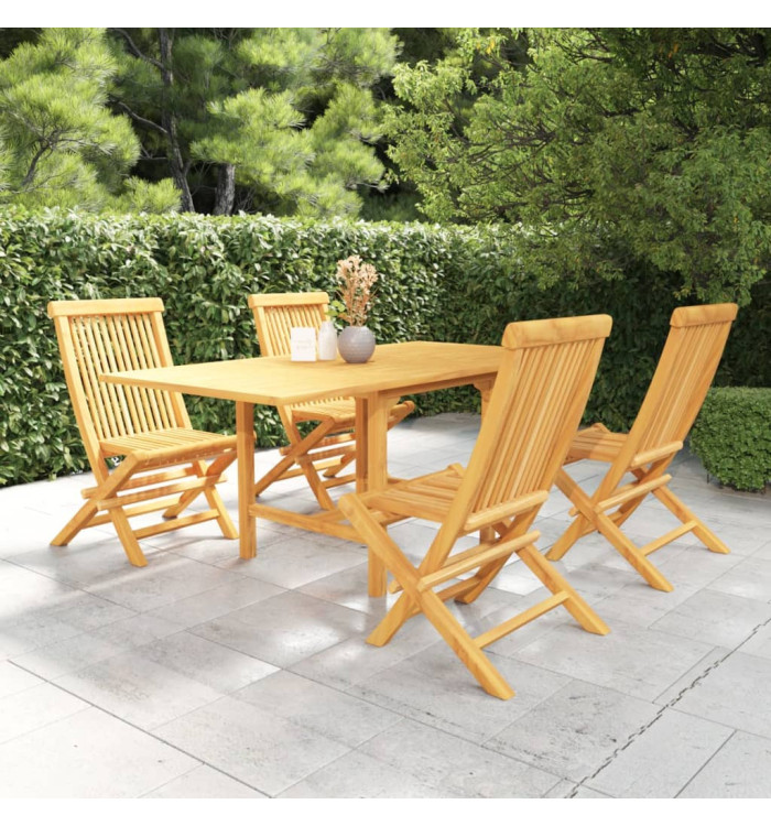 Ensemble à manger de jardin 5 pcs Bois de teck massif | Mobilier & Déco