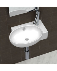 Vasque de salle de bains céramique blanc avec trou de trop-plein | Mobilier & Déco