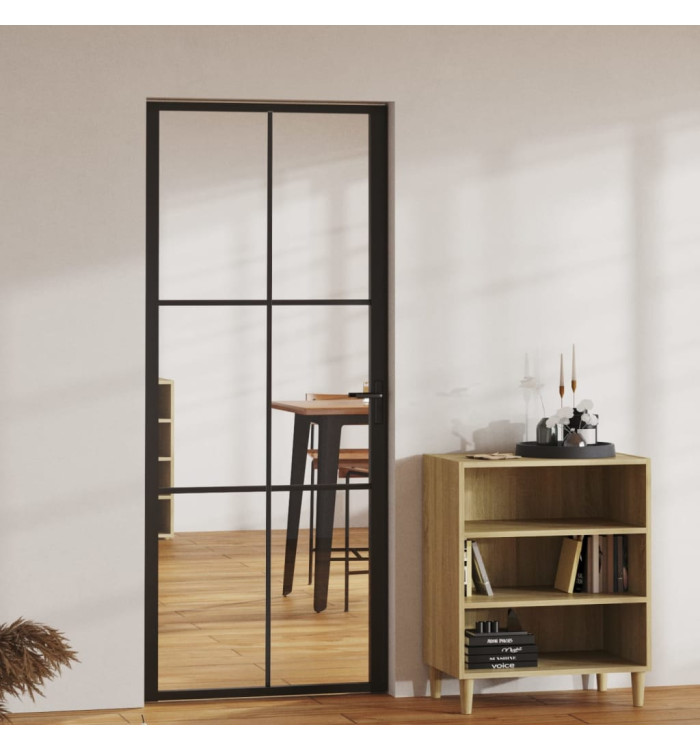 Porte intérieure Verre ESG et aluminium 83x201,5 cm Noir | Mobilier & Déco