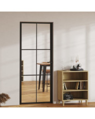 Porte intérieure Verre ESG et aluminium 83x201,5 cm Noir | Mobilier & Déco