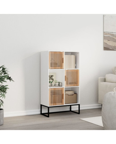 Buffet haut blanc 70x35x125 cm bois d'ingénierie | Mobilier & Déco