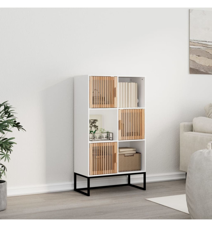 Buffet haut blanc 70x35x125 cm bois d'ingénierie | Mobilier & Déco