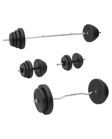Ensemble d'haltères et de barres avec plaques 120 kg | Mobilier & Déco
