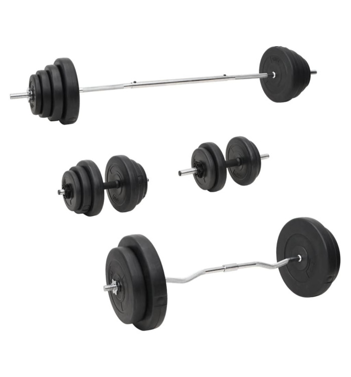 Ensemble d'haltères et de barres avec plaques 120 kg | Mobilier & Déco
