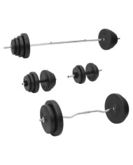 Ensemble d'haltères et de barres avec plaques 120 kg | Mobilier & Déco