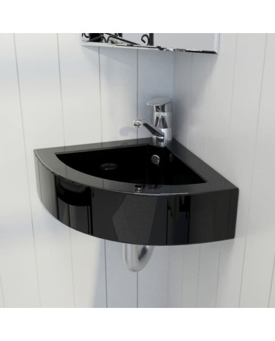 Lavabo avec trou de trop-plein 45x32x12,5 cm Noir | Mobilier & Déco