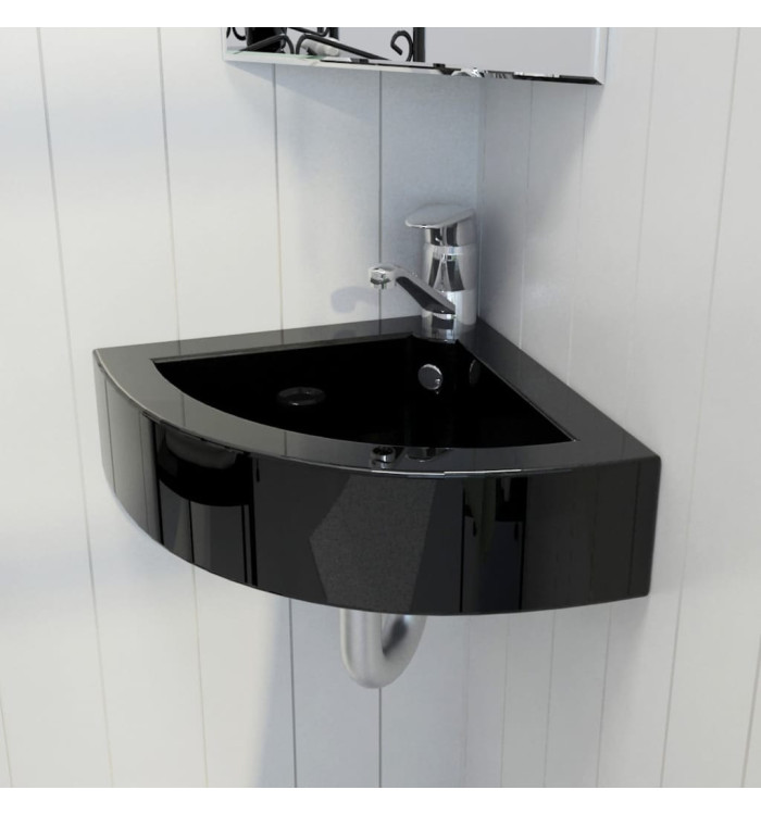 Lavabo avec trou de trop-plein 45x32x12,5 cm Noir | Mobilier & Déco