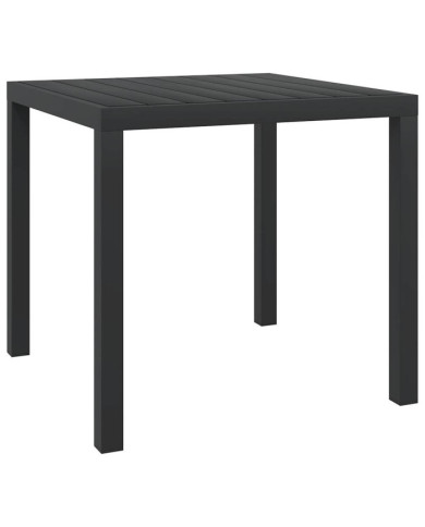 Table de jardin Noir 80 x 80 x 74 cm Aluminium et WPC | Mobilier & Déco