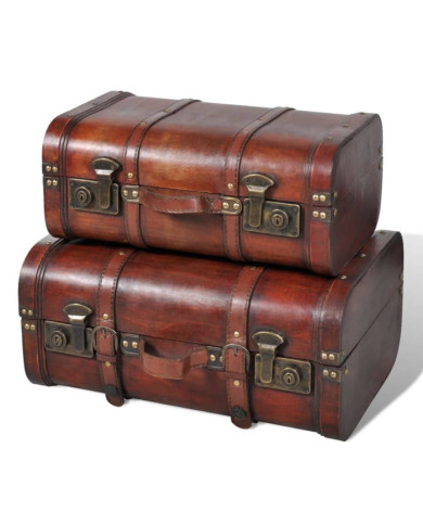 Coffre de rangement vintage Bois Marron 2 pcs | Mobilier & Déco