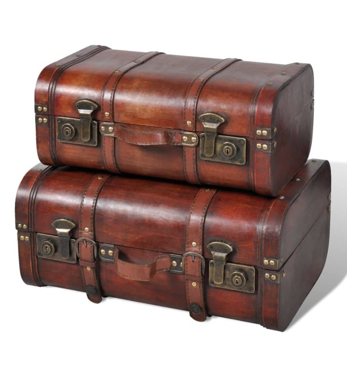 Coffre de rangement vintage Bois Marron 2 pcs | Mobilier & Déco