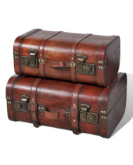 Coffre de rangement vintage Bois Marron 2 pcs | Mobilier & Déco