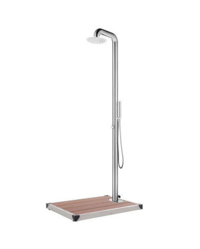 Douche de jardin avec base marron 230 cm Acier inoxydable | Mobilier & Déco