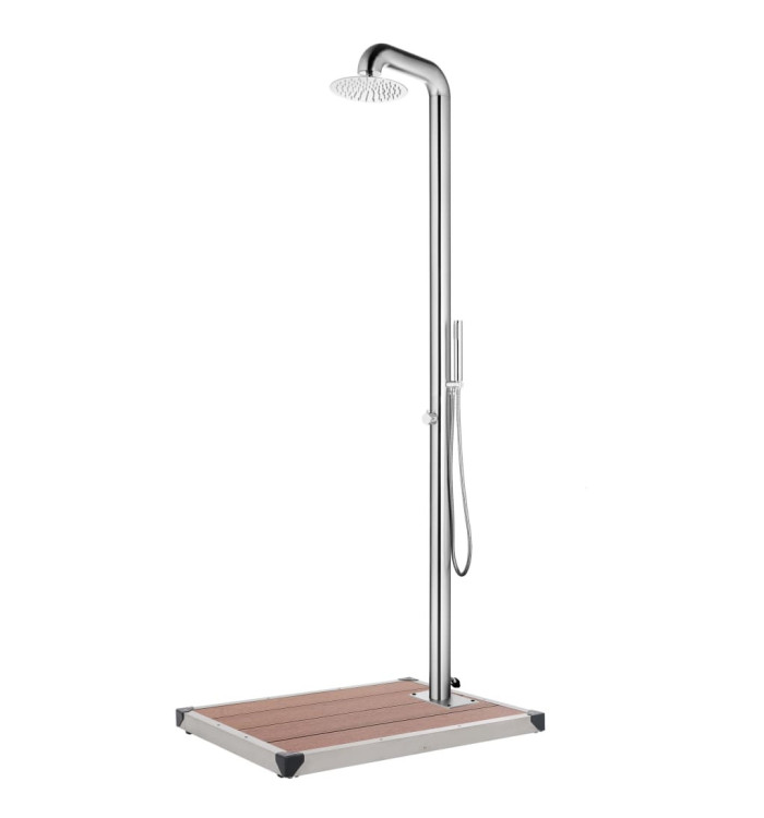 Douche de jardin avec base marron 230 cm Acier inoxydable | Mobilier & Déco
