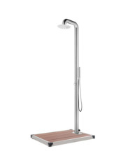 Douche de jardin avec base marron 230 cm Acier inoxydable | Mobilier & Déco