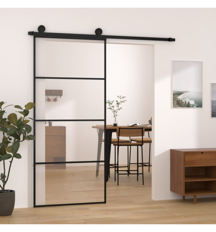 Porte coulissante avec kit de quincaillerie 90x205 cm Verre ESG | Mobilier & Déco
