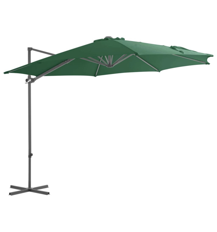 Parasol de jardin en porte-à-faux avec mât en acier vert | Mobilier & Déco