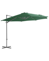 Parasol de jardin en porte-à-faux avec mât en acier vert | Mobilier & Déco