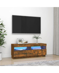 Meuble TV avec lumières LED chêne fumé 100x35x40 cm | Mobilier & Déco