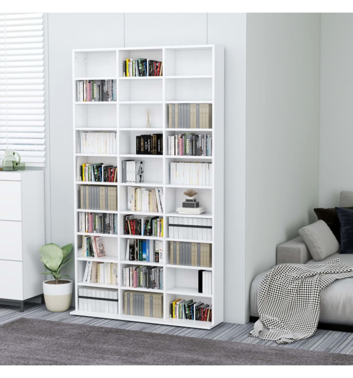 Armoire à CD Blanc 102x16x177,5 cm Bois d'ingénierie | Mobilier & Déco