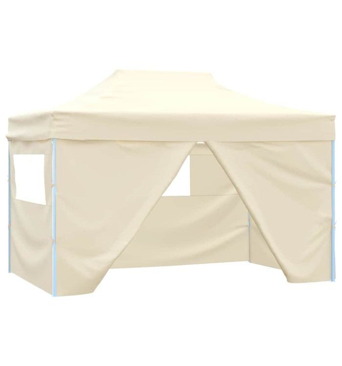 Tente de réception pliable avec 4 parois 3x4 m Acier Crème | Mobilier & Déco