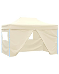 Tente de réception pliable avec 4 parois 3x4 m Acier Crème | Mobilier & Déco