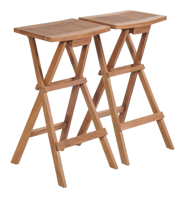 Tabourets de bar pliables lot de 2 Bois de teck massif | Mobilier & Déco