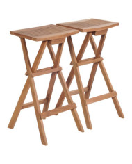 Tabourets de bar pliables lot de 2 Bois de teck massif | Mobilier & Déco