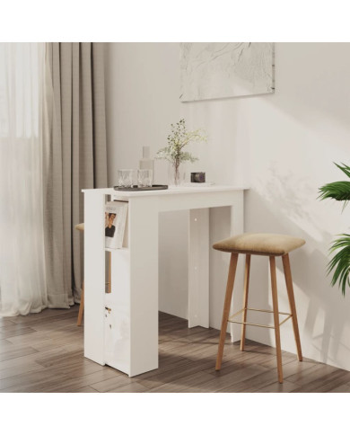 Table de bar et étagère Blanc 102x50x103,5 cm Bois d'ingénierie | Mobilier & Déco