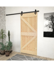 Porte coulissante et kit de quincaillerie 100x210 cm Pin massif | Mobilier & Déco