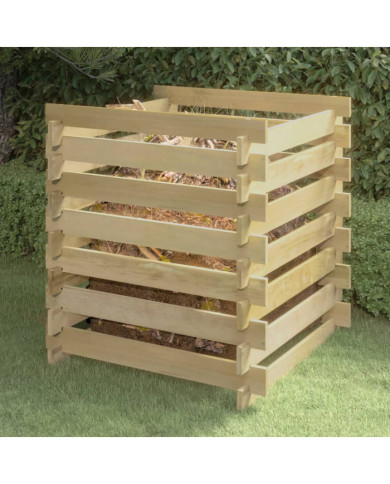 Composteur de jardin à lattes 90x90x90 cm Bois de pin imprégné | Mobilier & Déco