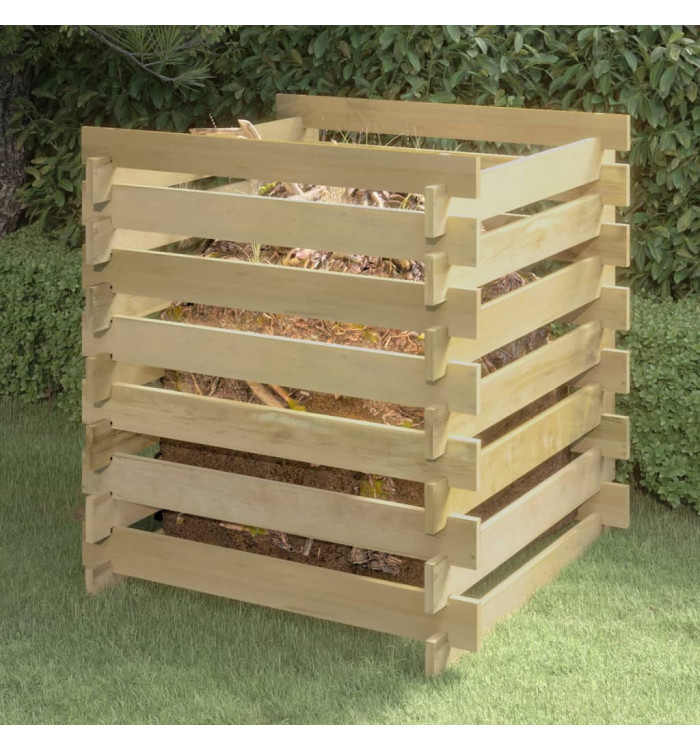 Composteur de jardin à lattes 90x90x90 cm Bois de pin imprégné | Mobilier & Déco