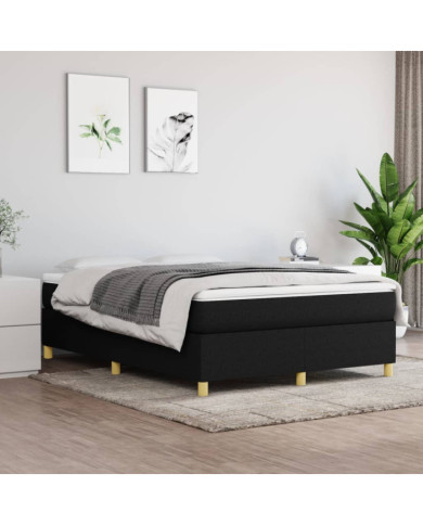Sommier à lattes de lit avec matelas Noir 140x200 cm Tissu | Mobilier & Déco