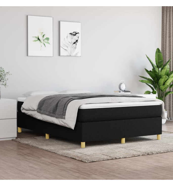 Sommier à lattes de lit avec matelas Noir 140x200 cm Tissu | Mobilier & Déco