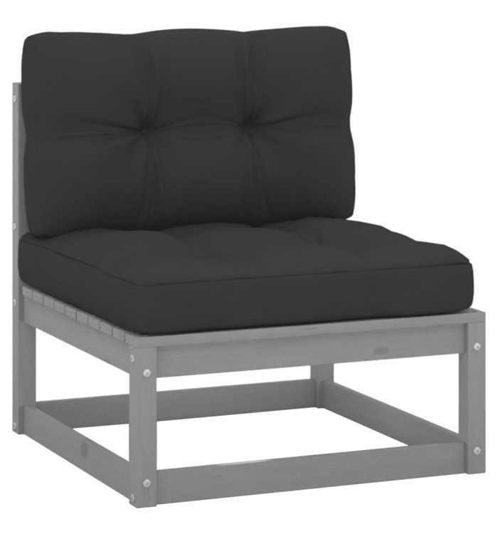 Canapé central de jardin avec coussins anthracite Gris | Mobilier & Déco