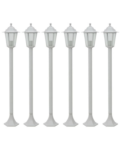 Lampe de jardin à piquet 6 pcs E27 110 cm Aluminium Blanc | Mobilier & Déco