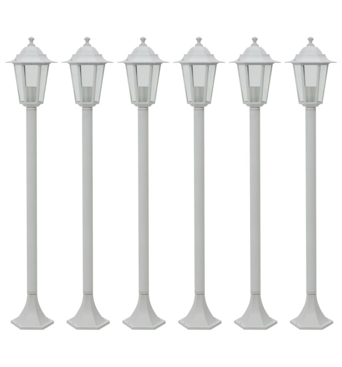 Lampe de jardin à piquet 6 pcs E27 110 cm Aluminium Blanc | Mobilier & Déco