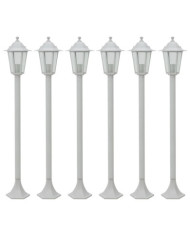 Lampe de jardin à piquet 6 pcs E27 110 cm Aluminium Blanc | Mobilier & Déco