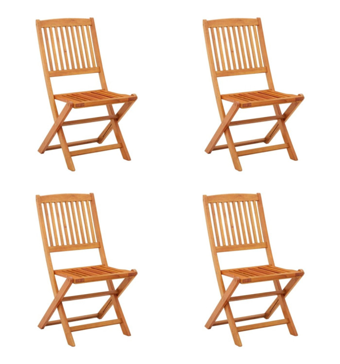 Chaises de jardin pliables lot de 4 Bois d'eucalyptus massif | Mobilier & Déco